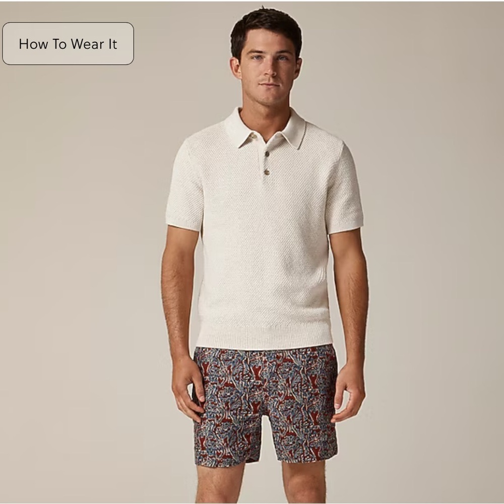 NWT J Crew Men’s Cream Textured Polo 💯% Cotton sz XL